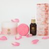 Set: Haaröl, Haarmaske, Festes Rosen-Shampoo und Kamm
